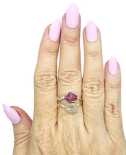 Load image into Gallery viewer, Raw Ruby &amp; Herkimer Diamond Ring, Size P 1/2, Sterling Silver, July and April Birthstones, Energy Stone - GemzAustralia 