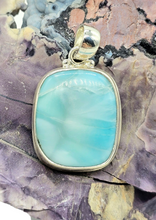 Load image into Gallery viewer, Rectangle Shaped Larimar Pendant, Dolphin Stone, Stone of Atlantis, Sterling Silver, Spiritual Gemstone, Fire &amp; Water Elements, Volcanic Gem - GemzAustralia 