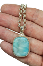 Load image into Gallery viewer, Rectangle Shaped Larimar Pendant, Dolphin Stone, Stone of Atlantis, Sterling Silver, Spiritual Gemstone, Fire &amp; Water Elements, Volcanic Gem - GemzAustralia 