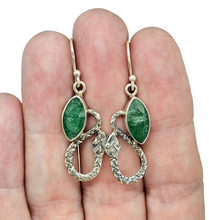 Load image into Gallery viewer, Emerald Snake Earrings, May Birthstone, Stone of Inspiration, Strengthens Memory, Infinite Patience, Deep Green Gemstone - GemzAustralia 