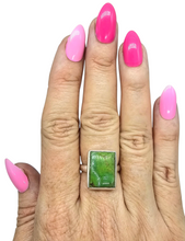 Load image into Gallery viewer, Green Turquoise Ring, Size 8, Rectangle Shape, Sterling Silver, Protection Stone, Goddess Stone, Fortune Stone, 11th Anniversary - GemzAustralia 