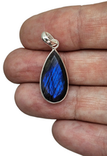 Load image into Gallery viewer, Faceted Blue Labradorite Pendant, Sterling Silver, Teardrop Shape, Mystical Magical Gemstone, Companion through Change, Strength - GemzAustralia 