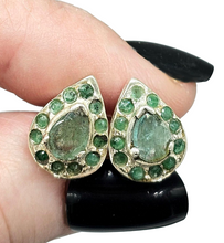 Load image into Gallery viewer, Vintage style Emerald Studs, Sterling Silver, May Birthstone, Stone of Inspiration, Memory Stone, Infinite patience, Green Gem - GemzAustralia 