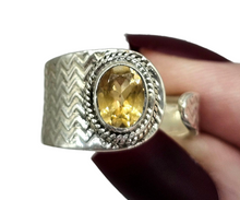 Load image into Gallery viewer, Citrine Ring, Adjustable Size, Sterling Silver, Oval Faceted, November Birthstone, Abundance Gemstone, Success Stone, Natural Gemstone - GemzAustralia 