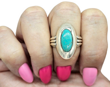 Load image into Gallery viewer, Blue Turquoise Ring, Size 8.25, Sterling Silver, Oval Shaped, Protection Stone, Love Rock, December Birthstone - GemzAustralia 