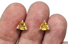Load image into Gallery viewer, Citrine Studs, Trillion Shaped, Sterling Silver, November Birthstone - GemzAustralia 