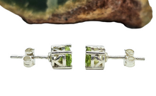 Load image into Gallery viewer, Peridot Stud Earrings, Sterling Silver, Oval Shaped, Prong Set, August Birthstone, Protection Gemstone - GemzAustralia 