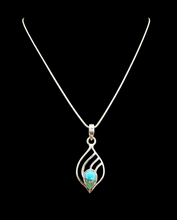 Load image into Gallery viewer, Blue Turquoise Pendant, Sterling Silver, Pear Shaped, Protection Stone, Love Stone, December Birthstone, Copper Turquoise - GemzAustralia 