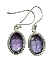 Load image into Gallery viewer, Amethyst Filigree Earrings, Oval Faceted, Sterling Silver,  17 carats, February Birthstone, 6th Anniversary Gemstone