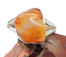 Load image into Gallery viewer, Rough Carnelian Ring, Size 8.5, Sterling Silver, Orange Gemstone, Artist's Stone, Confidence Stone, Raw Gem