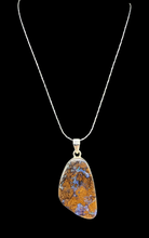 Load image into Gallery viewer, Boulder Opal Pendant, Solid Queensland Opal, Australian Opal, Sterling Silver, October Birthstone, Precious Stone - GemzAustralia 