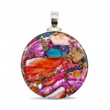 Load image into Gallery viewer, Round Shaped Oyster Turquoise &amp; Pink Opal Pendant - GemzAustralia 