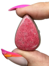 Load image into Gallery viewer, Massive Statement Thulite Ring, Size 7, Sterling Silver, Vibrant Pink Gemstone, Pink Zoisite, Rosaline Crystal, Stone of Love