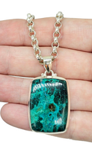 Load image into Gallery viewer, Chrysocolla Pendant, Rectangle Shaped, Sterling Silver, Turquoise Green Blue Gem, Communication Stone, Serenity Stone - GemzAustralia 