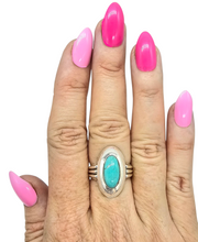 Load image into Gallery viewer, Blue Turquoise Ring, Size 8.25, Sterling Silver, Oval Shaped, Protection Stone, Love Rock, December Birthstone - GemzAustralia 