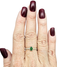 Load image into Gallery viewer, Emerald Ring, size P 1/2, Sterling Silver, May Birthstone, Oval Faceted, Natural Stone, Inspiration Stone, Action Stone - GemzAustralia 
