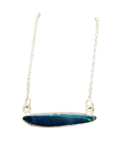 Load image into Gallery viewer, Australian Opal Necklace, Sterling Silver, October Birthstone, Blue Green Opal, Precious Gemstone - GemzAustralia 