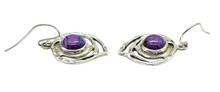 Load image into Gallery viewer, Purple Mojave Turquoise Earrings, Sterling Silver, Abstract Leaf Design, Goddess Gemstone, Protection Gemstone, Statement handcrafted - GemzAustralia 