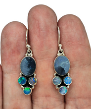 Load image into Gallery viewer, Opal Dangly Earrings, October Birthstone, Sterling Silver, Australian Opal Doublets, Love &amp; Passion Stone, Four Stone Drops, Genuine Gems - GemzAustralia 