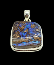 Load image into Gallery viewer, Australian Boulder Opal Pendant, Solid Opal, Australian Opal, Sterling Silver, October Birthstone, Precious Stone, Pure Energy - GemzAustralia 