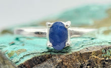 Load image into Gallery viewer, Australian Blue Sapphire Ring, Size 8, Sterling Silver, Oval Faceted, 1.2 carats, September Birthstone, Wisdom Stone