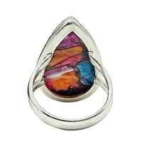 Load image into Gallery viewer, Pink Opal Oyster Turquoise Ring, Size 6.75, Pear Shaped, Sterling Silver, Love Stone, Heart Chakra, Courage Stone