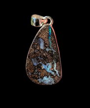 Load image into Gallery viewer, Australian Boulder Opal Pendant, Solid Opal, Australian Opal, Sterling Silver, October Birthstone, Precious Stone - GemzAustralia 