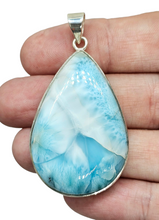 Load image into Gallery viewer, Massive Pear Shaped Larimar Pendant, Dolphin Stone, Stone of Atlantis, Sterling Silver, Spiritual Gemstone - GemzAustralia 