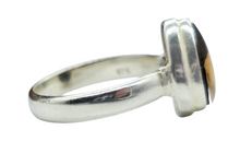 Load image into Gallery viewer, Green Ammolite Ring, Size O, Sterling Silver, Pear Shaped, Fossilized Ammonite, Opal like Gemstone, Wisdom Stone - GemzAustralia 