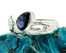 Load image into Gallery viewer, Art Nouveau Iolite Ring, Size 8, Sterling Silver, Water Sapphire, Blue Violet Gemstone, Connects to Angels, Viking's Compass - GemzAustralia 