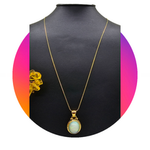 Load image into Gallery viewer, Solid African Opal Pendant, 18K Gold Plated Sterling Silver, October Birthstone, Aura Gem, Psychic Gemstone, Precognition Stone, Oval Shaped - GemzAustralia 