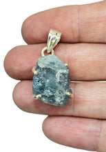 Load image into Gallery viewer, Raw Aquamarine Pendant, March Birthstone, Sterling Silver, Courage Gem, Communication with the Divine, Natural Rough Stone - GemzAustralia 