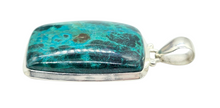 Load image into Gallery viewer, Chrysocolla Pendant, Rectangle Shaped, Sterling Silver, Turquoise Green Blue Gem, Communication Stone, Serenity Stone - GemzAustralia 