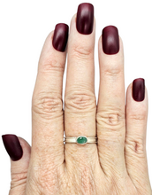 Load image into Gallery viewer, Emerald Ring, Size Q, Sterling Silver, Side Set Oval, May Birthstone, Genuine Gemstone, Stone of Inspiration - GemzAustralia 
