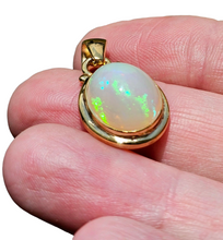 Load image into Gallery viewer, Solid African Opal Pendant, 18K Gold Plated Sterling Silver, October Birthstone, Aura Gem, Psychic Gemstone, Precognition Stone, Oval Shaped - GemzAustralia 