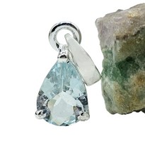 Load image into Gallery viewer, Aquamarine Pendant, March Birthstone, Pear Faceted, 2.6 carats, Courage Gemstone, Communication Stone - GemzAustralia 