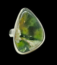 Load image into Gallery viewer, Green Chrome Chalcedony Ring, Size 7, Sterling Silver, Matorolite Gemstone, Higher Purpose Gem, Cancer &amp; Sagittarius