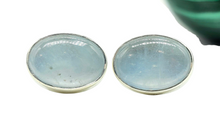 Load image into Gallery viewer, Statement Aquamarine Studs, March Birthstone, Oval Cabochon, Sterling Silver, 14 carats, Courage &amp; Communication Gemstone - GemzAustralia 