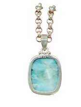 Load image into Gallery viewer, Rectangle Shaped Larimar Pendant, Dolphin Stone, Stone of Atlantis, Sterling Silver, Spiritual Gemstone, Fire &amp; Water Elements, Volcanic Gem - GemzAustralia 