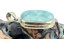 Load image into Gallery viewer, Rectangle Shaped Larimar Pendant, Dolphin Stone, Stone of Atlantis, Sterling Silver, Spiritual Gemstone, Fire &amp; Water Elements, Volcanic Gem - GemzAustralia 