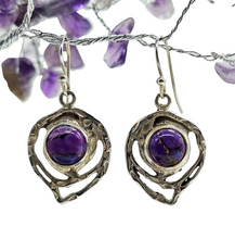 Load image into Gallery viewer, Purple Mojave Turquoise Earrings, Sterling Silver, Abstract Leaf Design, Goddess Gemstone, Protection Gemstone, Statement handcrafted - GemzAustralia 