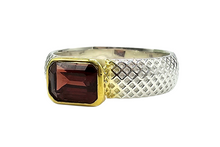 Load image into Gallery viewer, Emerald Faceted Garnet Ring, Size 7, Sterling Silver and Gold Plated, Protection Talisman, January Birthstone, Love &amp; Devotion Stone - GemzAustralia 
