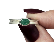 Load image into Gallery viewer, Emerald Ring, Size Q, Sterling Silver, Side Set Oval, May Birthstone, Genuine Gemstone, Stone of Inspiration - GemzAustralia 