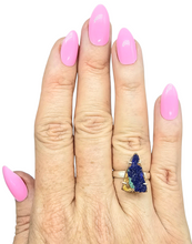 Load image into Gallery viewer, Raw Azurite Ring, size N, Sterling Silver, Triangle Shape, Rough Gemstone, Enhances Creativity - GemzAustralia 