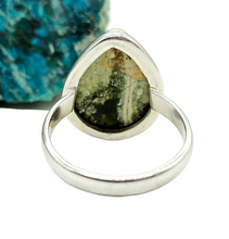 Load image into Gallery viewer, Chrome Chalcedony Ring, Size 11, Sterling Silver, Pear Shaped, Matorolite Gemstone, Higher Purpose Gem, Cancer &amp; Sagittarius Stone - GemzAustralia 