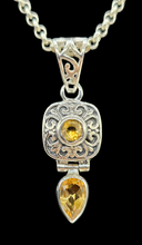 Load image into Gallery viewer, Vintage style Citrine Pendant, Sterling Silver, November Birthstone, Money Stone, Success Stone, Stone of Abundance, 13th Anniversary Gem - GemzAustralia 