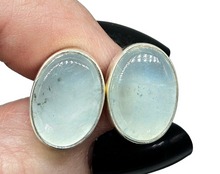 Load image into Gallery viewer, Statement Aquamarine Studs, March Birthstone, Oval Cabochon, Sterling Silver, 14 carats, Courage &amp; Communication Gemstone - GemzAustralia 