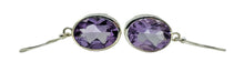 Load image into Gallery viewer, Amethyst Filigree Earrings, Oval Faceted, Sterling Silver,  17 carats, February Birthstone, 6th Anniversary Gemstone