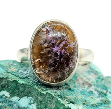 Load image into Gallery viewer, Oval Super Seven ring, Cacoxenite Stone, Melody Stone Ring, Size R, Sterling Silver, Opens all senses, Wellness Stone - GemzAustralia 