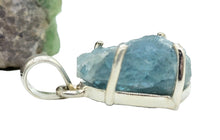 Load image into Gallery viewer, Raw Aquamarine Pendant, March Birthstone, Sterling Silver, Courage Gem, Communication with the Divine, Natural Rough Stone - GemzAustralia 